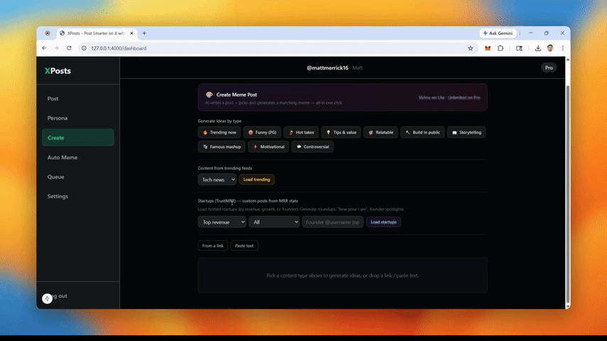 Epic Memes – generate post ideas and memes from a single prompt